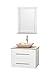 Wyndham Collection Centra 30" Single Bathroom Vanity in Matte White, Ivory Marble Countertop, Avalon Ivory Marble Sink & 24" Mirror
