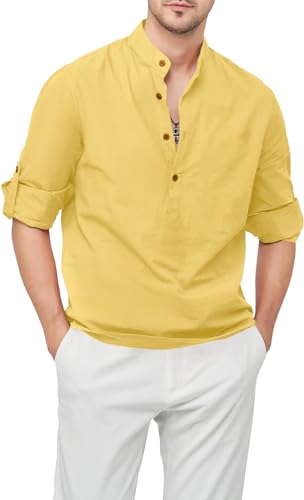 Image of Zombom Men's Cotton Blend Mandarin Collar Self One Design Full Sleeve Casual Short Kurta