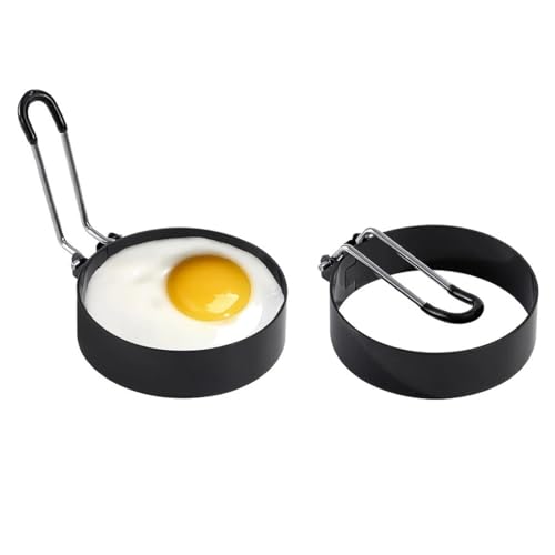 目玉焼き 型 金型 円形 直径7.5cm ステンレス製 卵フライヤー 目玉焼き型 くっつかない 耐熱 簡単使い 柄手付き オムレツ用 多機能 手作り DIY 菓子を作る 安全・健康・耐熱・手入れ便利 家庭用キッチン調理ツール (2個セット)
