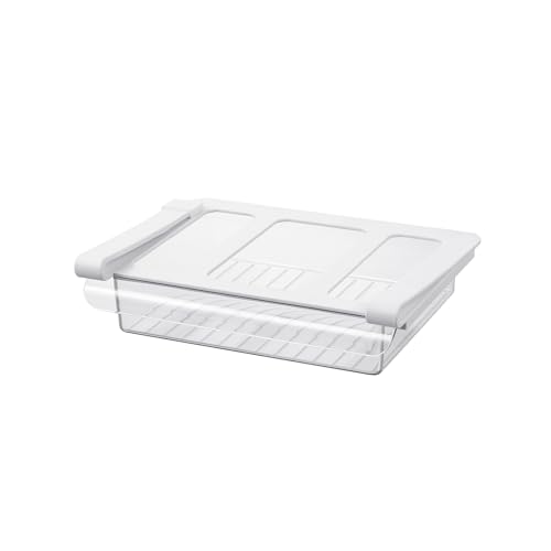 Bronkeeper Pull-Out Fridge Drawer Organizer - Under Shelf Storage Bins for Refrigerator Organization for Fruits Vegetables, Cheese & Deli (Flat & Narrow)