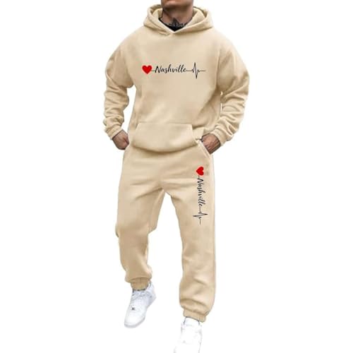 Ensemble homme sweat à capuche et jogging imprimé coupe ajustée XXL kaki