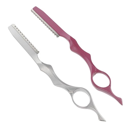 Generisch 2 Stück Haarausdünnungsrasierer Manueller Friseurrasierer aus Edelstahl Leichtes Haarstyling Werkzeug für Präzises Schneiden und Sanftes Styling