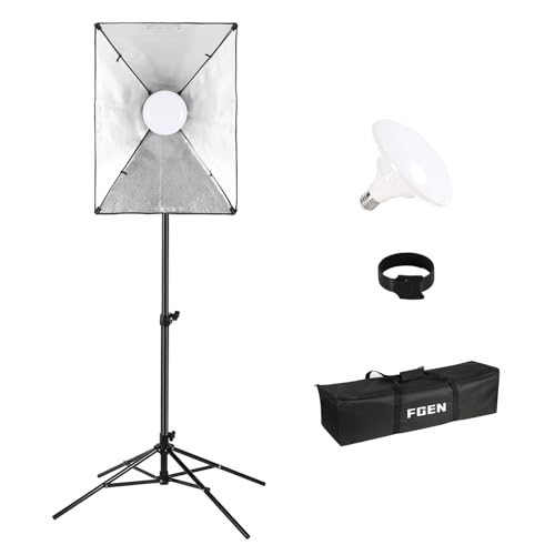 135W 5500K Softbox, FGen Upgraded Vierbeinigen Stand Foto Licht 83 CRI LED Monochrome Bulb, 50X70cm Foto Lighting Kit, 300cm Längeres Kabel mit...