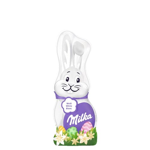 Milka - Milka - Lapin en Chocolat Blanc - Chocolat de Pâques - Idée Cadeau - Chocolat à Offrir - Au Lait du Pays Alpin - Cacao 100% Durable - 1 x 90 g