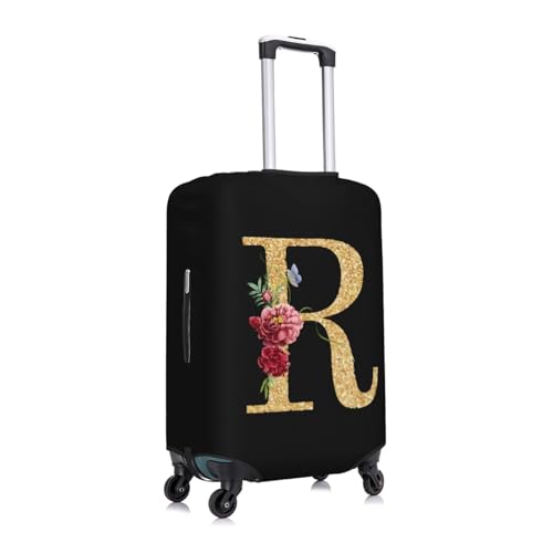 Tropical Flowers Golden Letter R Travel Luggage Cover Suitcase Protector Bag,Double-Sided Printed Fits 18-32 Inch Luggage,Suitcase Sleeve For Kid And Adult,Small3