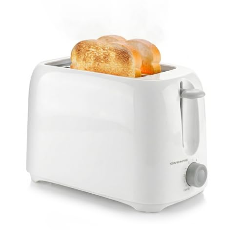 OVENTE Electric 2 Slice Toaster Machine with 6-Shade Browning Selector Setting, Compact Design and Removable Crumb Tray