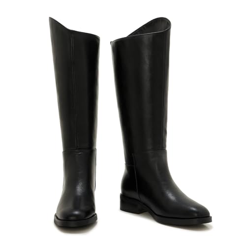 ZXHYZLZ Women's Wide Calf Knee High Boots – Plus Size Pull-On Flat Riding Boots, Comfortable Tall Equestrian Style for Fall & Winter3