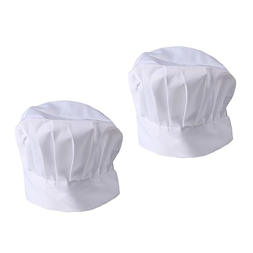 Homoyoyo 2 Pcs Adjustable Chef Hat Pollution Working Cap for Restaurant Bar Breathable Comfortable Design Lightweight Elegant Head Cover for Culinary Professionals White