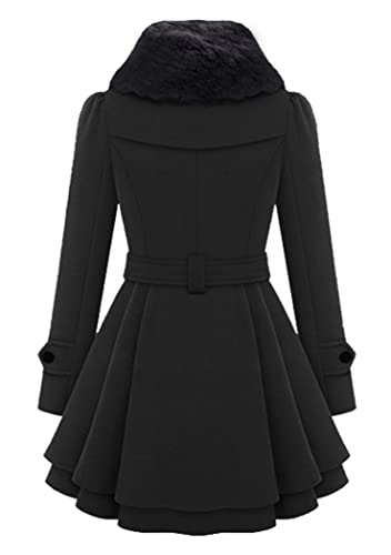 OMZIN Winter Winterjacke Outwear Hooded Zipper Mantel Damen Warm Slim Jacke Dicke Parka Mantel Jacke Schwarz XXS