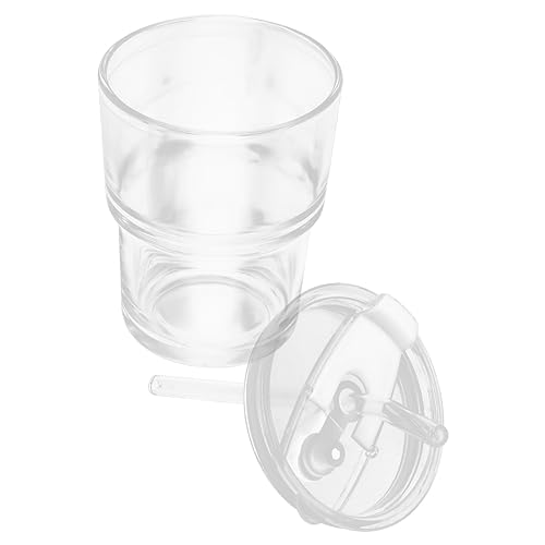 BRIGHTFUFU Iced Glass Tumbler Cup with Straw 12oz Leakproof Lid Coffee Cup Random Color