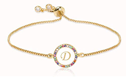 Preisvergleich Produktbild Halskette Verstellbare Regenbogen Zirkon Großbuchstaben Armband Für Frauen Shell First Bracelet Femme Snake Chain Schmuck