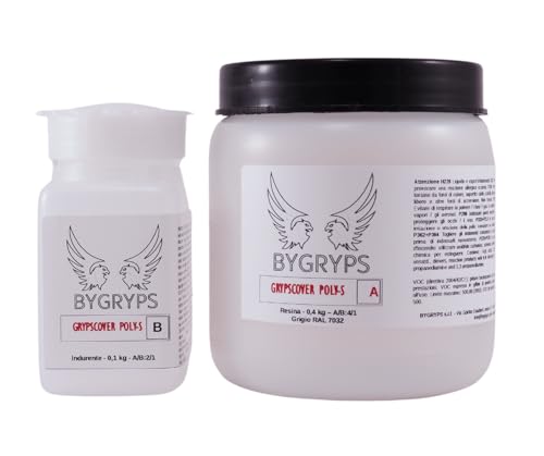 BYGRYPS GrypsCover POLY-S Gris, 0,5 kg de pintura de poliuretano bicomponente, protección para cafos, metales y suelos, resistente al desgaste y a los agentes químicos, alta adhesión