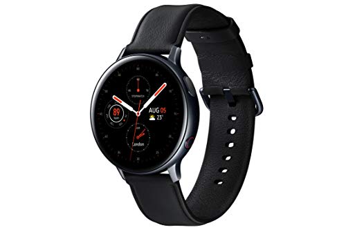 Image of Samsung Galaxy Watch Active 2 (Bluetooth + LTE, 44 mm) - Black, Steel Dial, Leather Straps + Free Leather Strap (Black) Worth INR 2500