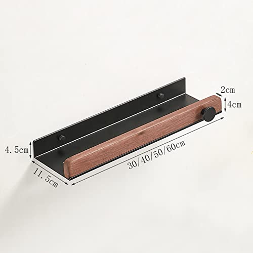 Estantería de ducha de madera de 30cm sin taladro y con ganchos 4