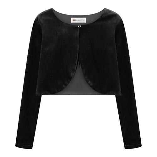 BOLEROSE Girls Long Sleeve Velvet Childrens Kids Sweater Bolero Shrug