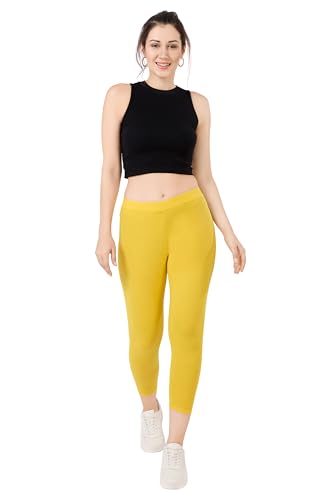 Image of TRASA Tailored Cut & Classic Fit Stretchable Cotton Fabric Mid-Rise Skinny Fit High Ankle Length /Cropped Length Leggings for Women, Available Size - M, L, XL, 2XL, 3XL, 4XL, 5XL