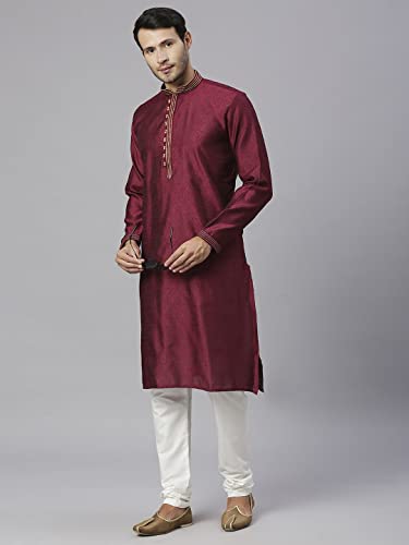 Image of Rajubhai Hargovindas Men's Jacquard Work Kurta Set
