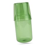 Garneck Jarra de Agua de Vidrio con Vaso Transparente Resistente al Calor para Dormitorio y Uso Exterior Color Verde Hierba