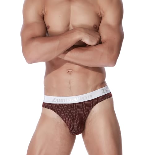 JINSHI Men's Sexy Low Rise Thongs Underwear Stretch Bulge Pouch T-back Stripe bikini Butt-Flaunting G-string2