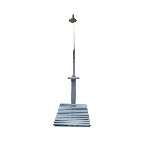 ELEMENT ACE Outdoor Garden Pool Shower with Chassis Board with Adjustable Water Pressure,Storage Hole, Weather Resistant, Solid Wood Construction, for Swimming Pool, Patio, Terrace, Garden, Gray