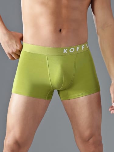 Image of KOFFY Men's 95% Micro Modal 5% Elastane Solid Trunks