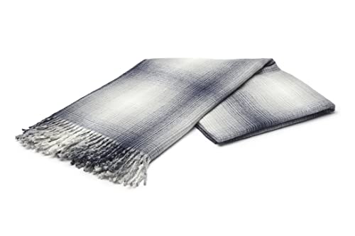 Arus Acrylic Highlands Collection Queen Size Tartan Plaid Design Throw Blanket Gray Blue, 60X80 Inches #TOP1