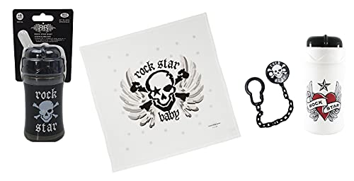 Rock Star Baby Geschenkset Pirat 4tlg Schnuller Stoffwindel Trinkbecher...