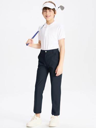 Image of DEVOROPA Youth Boy's Golf Pants Quick Dry Athletic Chino Flat Front Pants Kids School Uniform Clothes