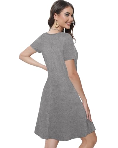 Image of Summer Dresses for Women Casual Tshirt Short Sleeve Floral Sundress Beach Cover Ups with Pockets 2026