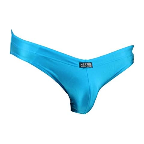 NEPTIO Men's Swimsuit Bikini Solid Color Turquoise-Blue-Large Cover
