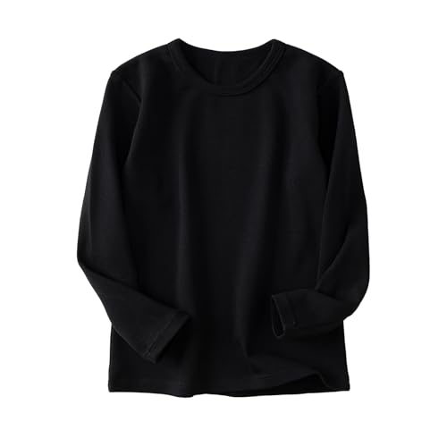 Miccina Girls Long Sleeve T Shirts Toddler Kids Basic Crew Neck Tees Cotton Layering Tops Black