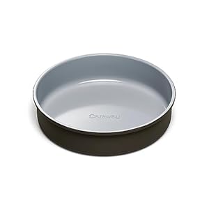 Caraway Non-Stick Ceramic 9” Circle Pan – Naturally Slick Ceramic Coating – Non-Toxic, PTFE & PFOA Free – Perfect for Birthday Cakes, Tartes, & More – Black