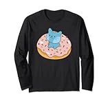 Katzen Baby im Donut Manga Bäckerei Design Herren Damen Kind Langarmshirt