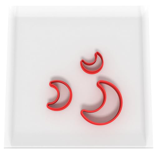 JUST CUTTERS Emporte-pièces en forme de lune | Mini emporte-pièce en plastique pour pâtisserie, fondant, argile, pâtisserie, glaçage, bijoux (1,5 cm + 2 cm + 3 cm)