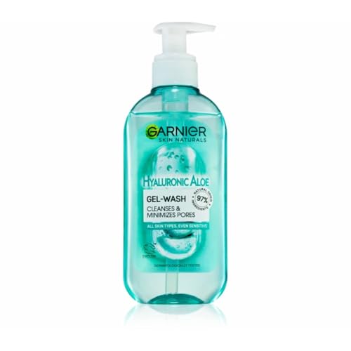 Garnier Skin Naturals Detergente Viso in Gel con Acido Ialuronico e Aloe Vera, Idratante e Rinfrescante, Per Pelle Normale e Mista, 200 ml (1 Unità)