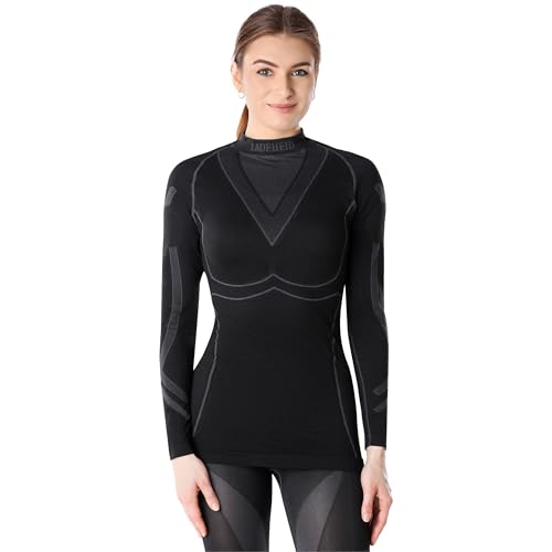 Ladeheid Thermounterwäsche Damen Funktionsunterwäsche Langarm Shirt Thermoaktiv LAGI004 (Schwarz/Graphite, M) Ladeheid Thermounterwäsche Damen Funktionsunterwäsche Langarm Shirt Thermoaktiv LAGI004 (Schwarz/Graphite, M)
