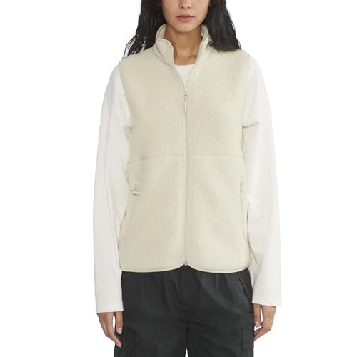 SeeLuNa Trendy Fleece Vest Women Mock Neck Sleeveless Sherpa Jacket Full Zipper Overcoat Warm Outwear Gilet with Pockets(Beige M)