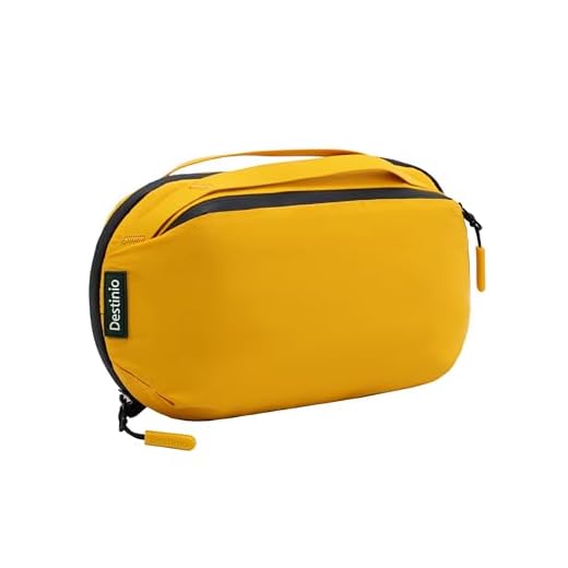 Destinio Toiletry Bag for Men and Women - Waterproof Organizer with Hanging Hook - Travel Pouch and Shaving Kit Bag for Men, Cosmetic and Make up Pouches for Women (Yellow)