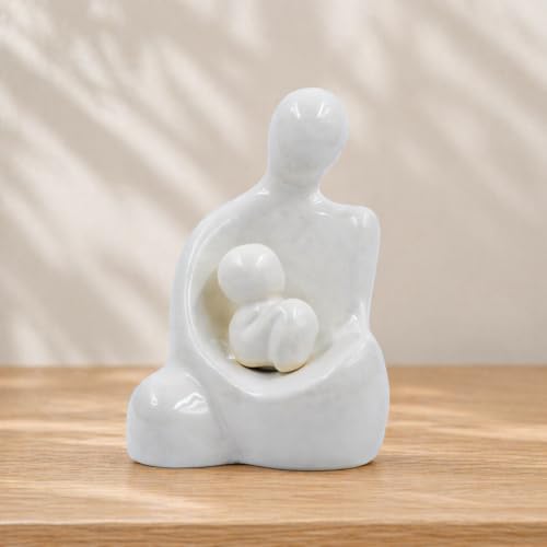 Image of CraftVatika Mother Baby Statue Showpiece Gift, Ceramic Mother Baby Figurine, motherr Child Statue, Home Decor Items, House Warming Gifts Mother's Day, Baby Shower Gifts for Mom to be