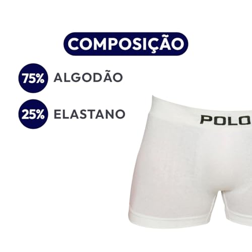POLO STAR, Kit 10 Cueca Boxer Polo 100% Algodão Box Masculina Tamanho:G;Cor:Branca