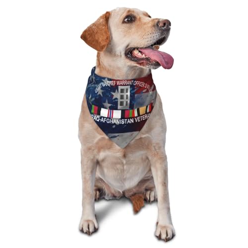 US Army W-3 Chief Warrant Officer 3 W3 CW3 Iraq-Afghanistan Veteran Dog Scarf Pet Bandana Cat Pet Bibs