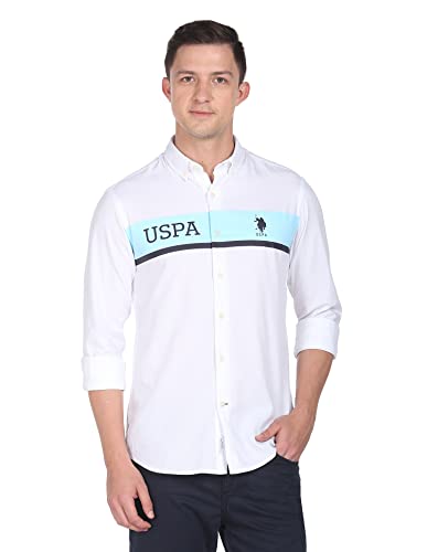 Image of U.S. Polo ASSN. Brand Printed Tailored Fit Shirt for Men - 100% Cotton, Breathable & Comfortable, Full Sleeves Casual Shirt for Men