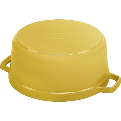 Image of Staub Cast Iron Round Cocotte, Dutch Oven, 5.5-quart, serves 5-6, Made in France, Citron