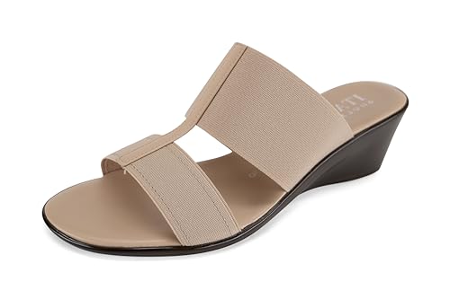 Image of ITALIAN Shoemakers Women's Sadey Stretch Fabric Elastic H Strap Dress Comfort Wedge Sandals