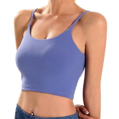 Image of ECOPARTY Wirefree Padded Yoga Sports Bra for Women - Moisture Wicking Quick Dry Workout Crop Tank Camisole