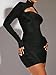 FWSAM Women Criss Cross Halter Cut Out Ruched Mesh Mini Dresses Long Sleeve See Through Backless Bodycon Short Dress Black
