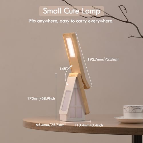 Image of Bedside Table Lamp for Kids, Rechargeable Small Cordless Table Lamp, 3 Color Modes, Dimmble Nightstand Lamp Touch Control, Foldable Desk Lamp for Bedroom, Christmas Nightlight for Work, Study, Reading