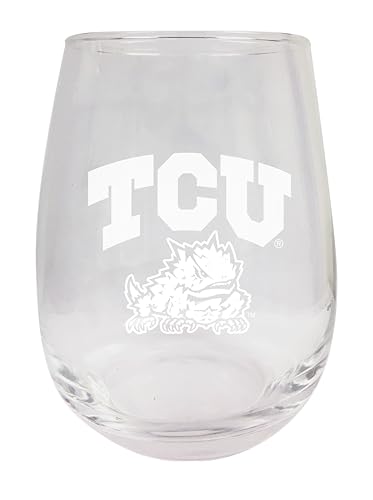 Copa sin tallo para vino con grabado Texas Christian University 15 oz