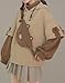 EMILYLE Womens Girls Brown Bear Hoodie Long Sleeve Sweatshirts Cute Pattern Print Kawaii Patchwork Shirts(brown-1,M)