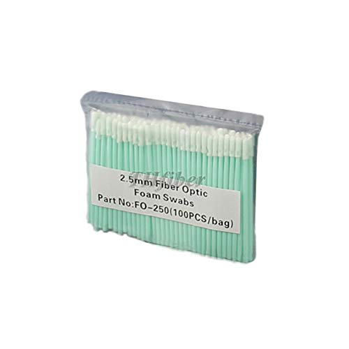 100 PCS Fiber Optic Cleaning Swab with 1.25MM / 2.5MM Long Foam Sponge Stick for SC/FC/ST LC/MU
